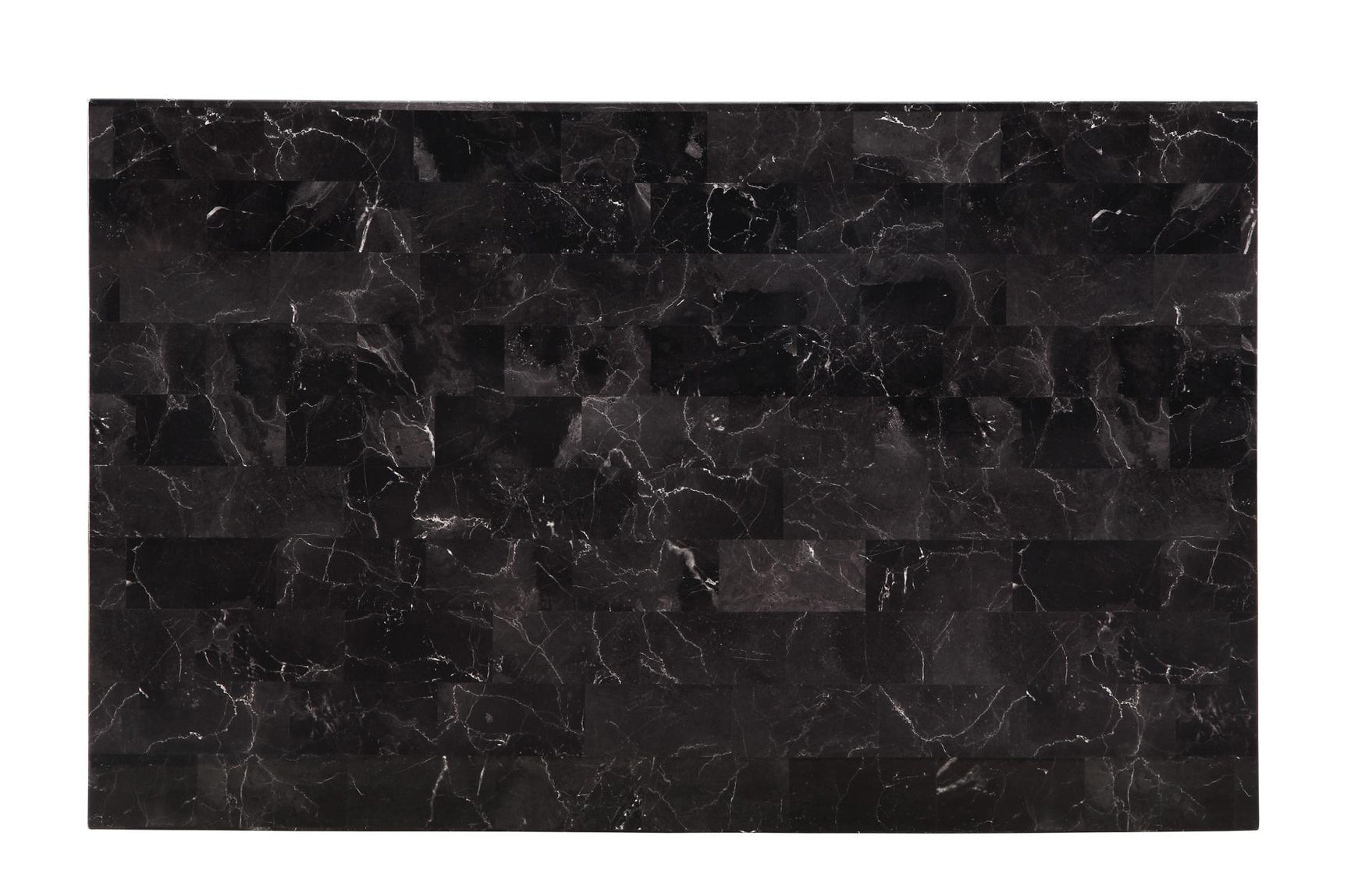 front view of Tempe black faux leather faux marble rectangular dining room set dining room furniture