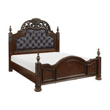 Owen Cherry Upholstered Panel King Bed side view
