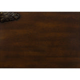 Side profile of Owen cherry upholstered queen bed