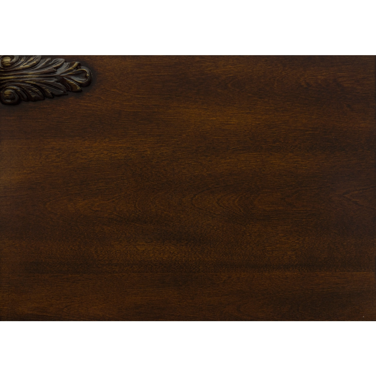 Side profile of Owen cherry upholstered queen bed