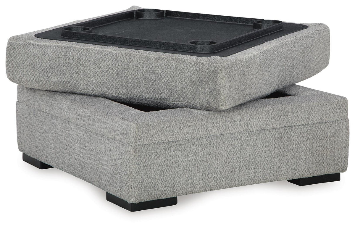 Casselbury Cement 2-Piece Sectional with Ottoman — angled view