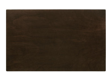 Close detail of bench seat and table leg finish