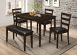 Main view of cappuccino and dark brown rectangular dining room set with table and seating