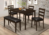 Main view of cappuccino and dark brown rectangular dining room set with table and seating