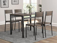 Front view of G150505 rectangular dining set with four black and brown chairs