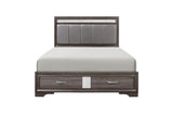 side view of Luster Gray Faux Leather Storage Platform Bed