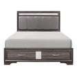 Luster Gray Faux Leather Queen Platform Bed front view
