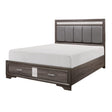 Luster Gray Faux Leather Queen Platform Bed side view