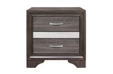side view of Luster Gray Faux Leather Storage Platform Bed