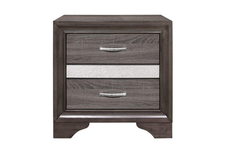 side view of Luster Gray Faux Leather Storage Platform Bed