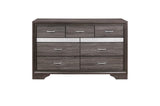 side view of Luster Gray Faux Leather Storage Platform Bed