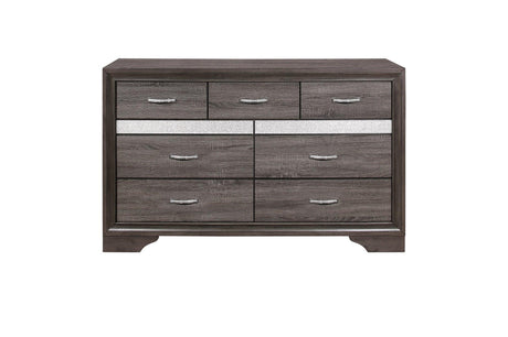 side view of Luster Gray Faux Leather Storage Platform Bed