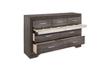 main view of Luster Gray Faux Leather Storage Platform Bed