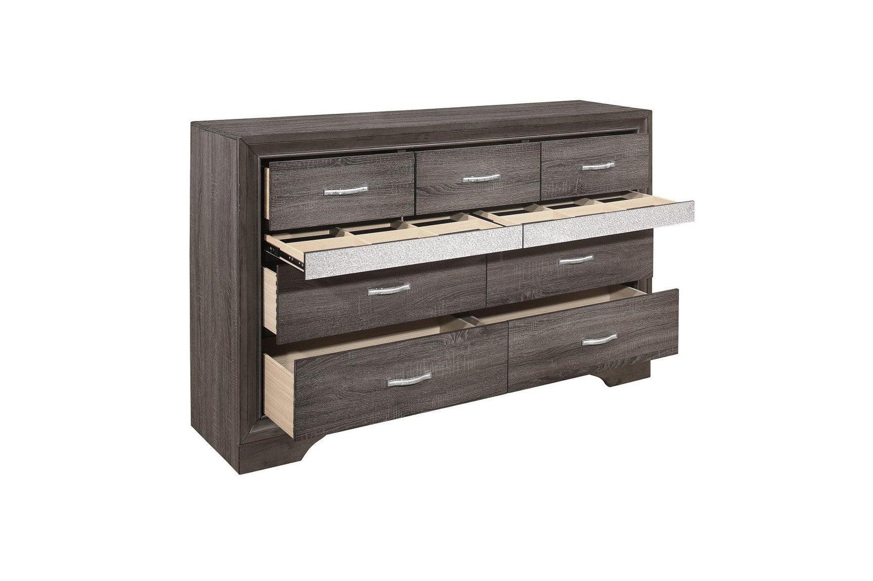 main view of Luster Gray Faux Leather Storage Platform Bed