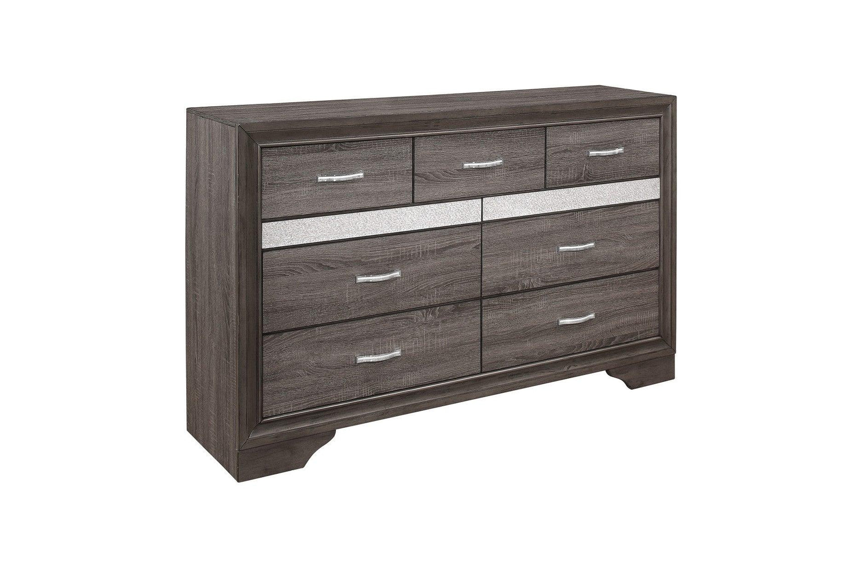 bedroom view of Luster Gray Faux Leather Storage Platform Bed