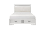 Side view of Luster White Faux Leather Storage Platform Bed