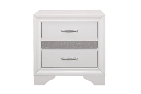 Front view of Luster White Faux Leather Storage Platform Bed