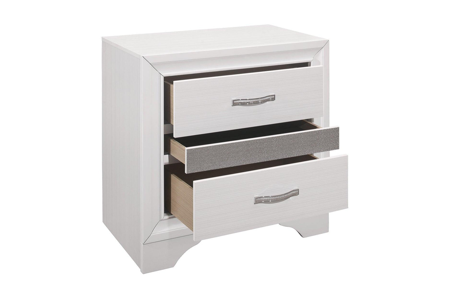 Bedroom setting with Luster White Faux Leather Storage Platform Bed