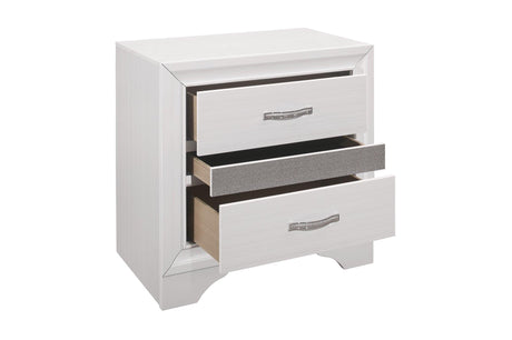 Bedroom setting with Luster White Faux Leather Storage Platform Bed