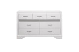Front angle showing upholstery of Luster White Faux Leather Storage Platform Bed