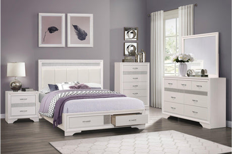 Main view of Luster White Faux Leather Storage Platform Bed