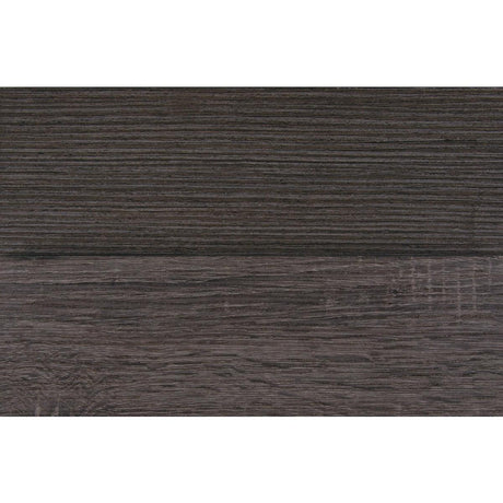 Close-up of Luster King Bed gray faux-wood veneer panel
