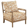 Blanchett Upholstered Bobbin Accent Chair Apricot and Distressed Brown — product view