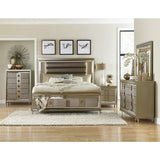 Acrylic feet detail on Loudon Champagne Queen Bed