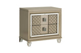 bedroom view of Loudon Champagne Upholstered Bedroom Set bed