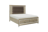 bedroom view of Loudon Champagne Upholstered Bedroom Set bed