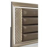 LED lighting illuminated on Faux Leather upholstered headboard