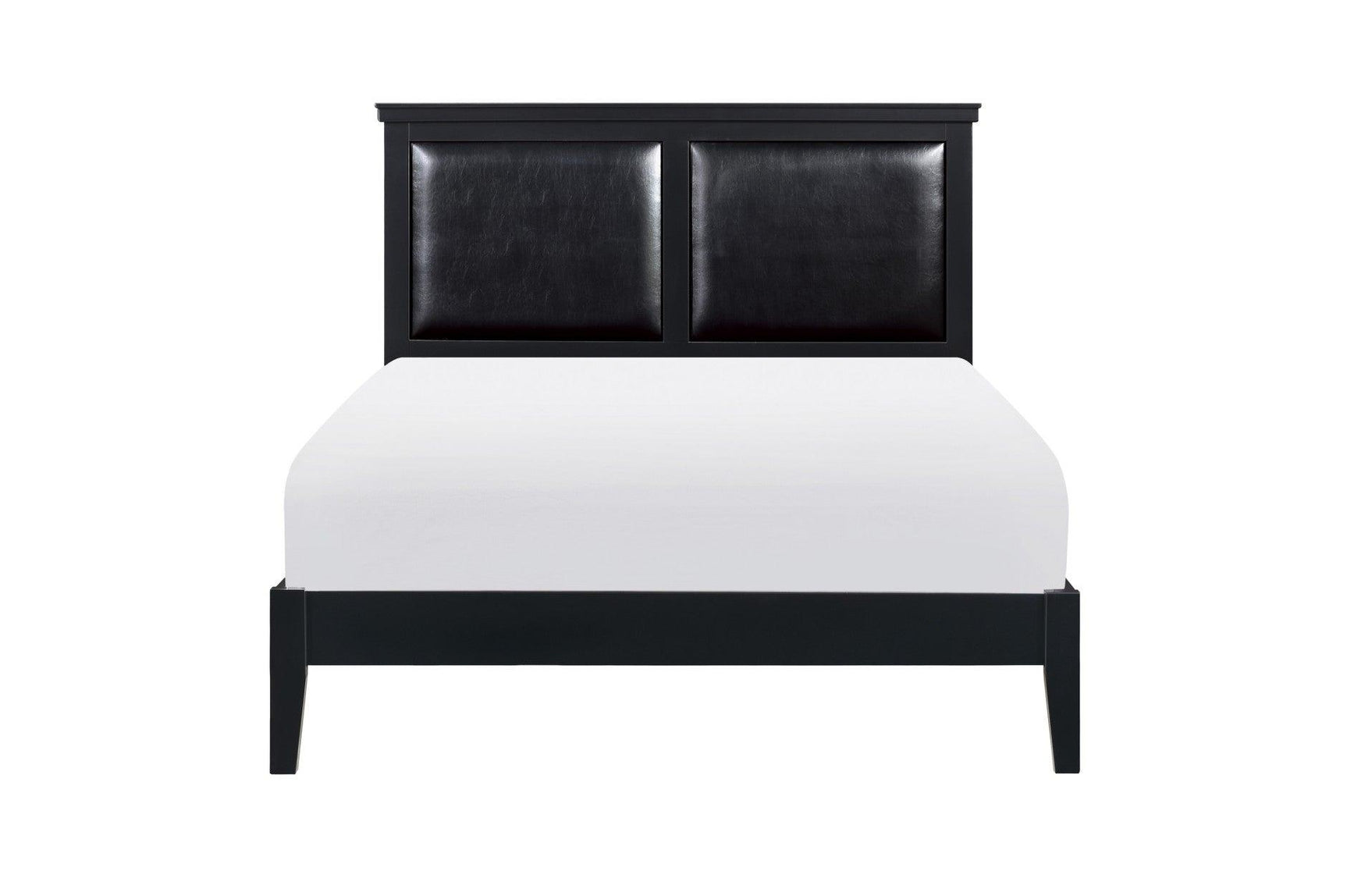 Seabright Black Faux Leather Upholstered King Bed frontal view