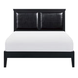Seabright Black faux leather upholstered full panel bed front view