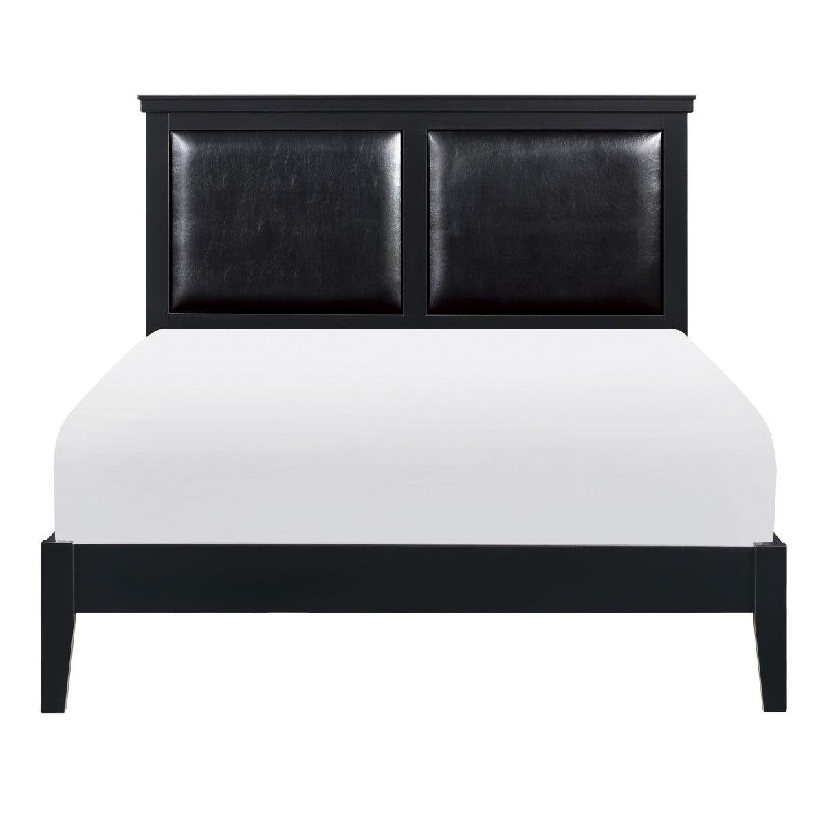 Seabright black faux leather full platform bed front view