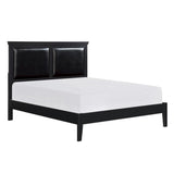 Seabright black faux leather full platform bed side view