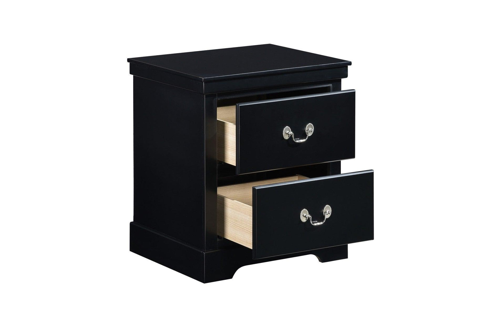 Open drawer view of Seabright Black Faux Leather Upholstered Chest