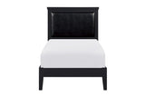 Bedroom perspective of Seabright Black Faux Leather Upholstered Twin Bed