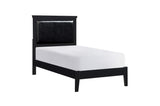 Side view of Seabright Black Faux Leather Upholstered Twin Bed