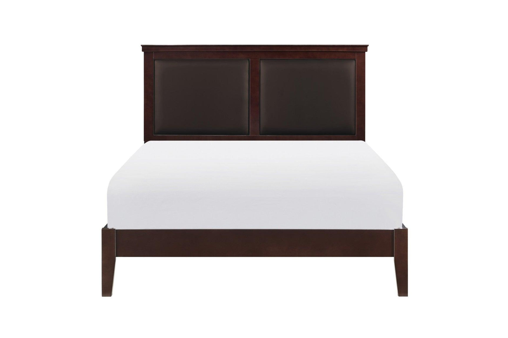 Seabright Cherry Faux Leather Bedroom Set main bed view