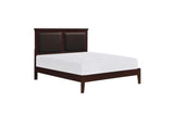Side view of Seabright Cherry Faux Leather Bedroom Set bed