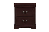 Side view of Seabright Cherry Faux Leather Bedroom Set bed