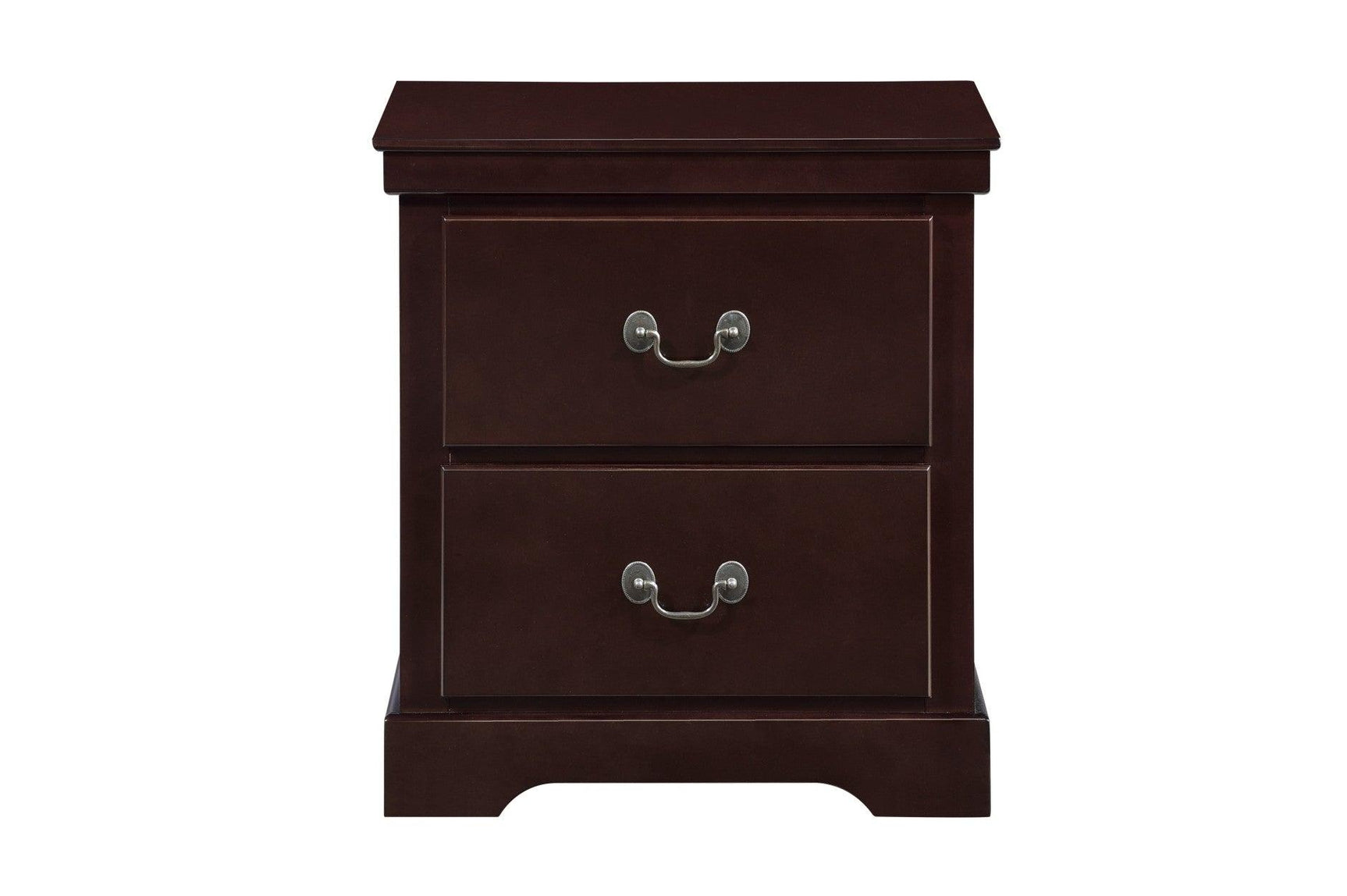 Side view of Seabright Cherry Faux Leather Bedroom Set bed