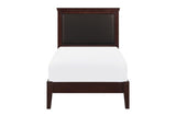 Bedroom view of Seabright Cherry Faux Leather Bedroom Set bed