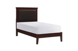Seabright Cherry Faux Leather Bedroom Set main bed view