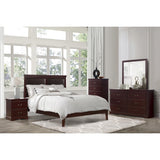 Seabright cherry finish full panel bed styled in bedroom