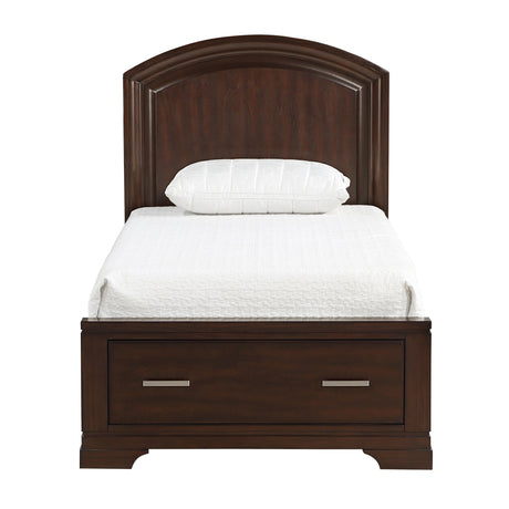 Hudson Cherry Twin Storage Platform Bed, front angle