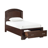 Close-up of cherry finish on Hudson Twin Platform Bed