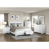Heinz white storage platform king bed side profile