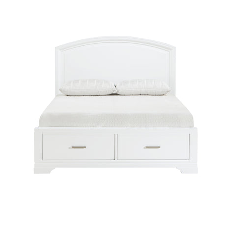 Heinz White Storage Platform Queen Bed side angle