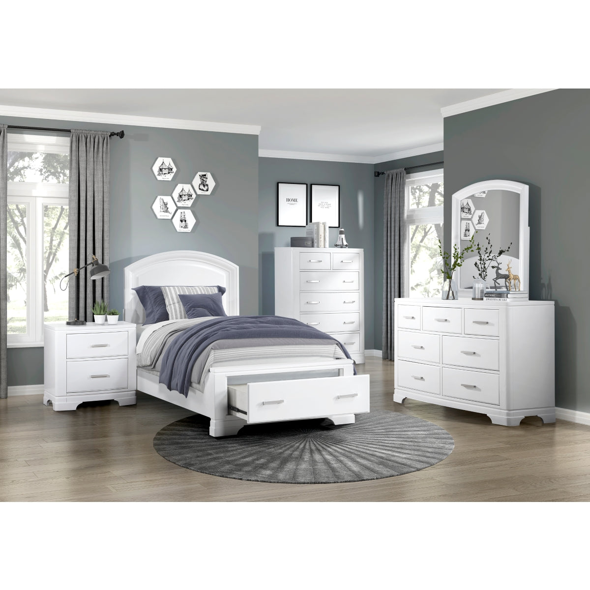 Hudson White Twin Storage Platform Bed top side view